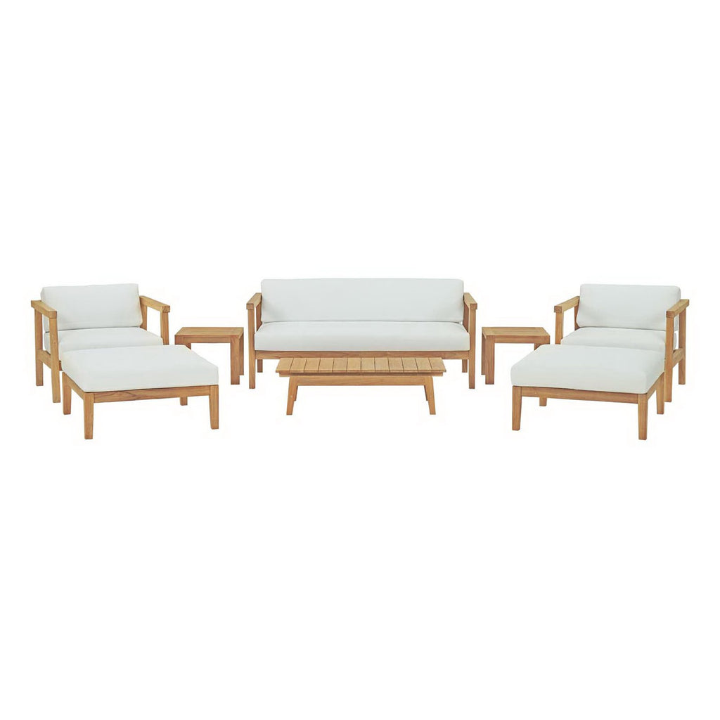 Bayport 8 Piece Outdoor Patio Teak Set - Natural White