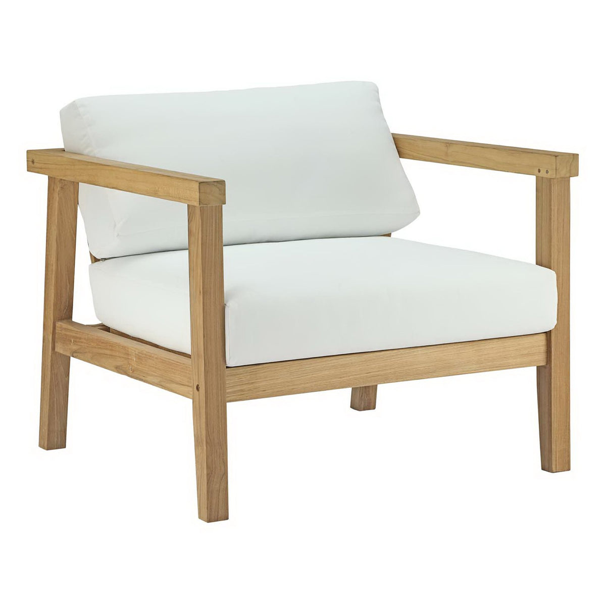 Bayport 4 Piece Outdoor Patio Teak Set - Natural White (2 Armchairs, Coffee Table, Loveseat)