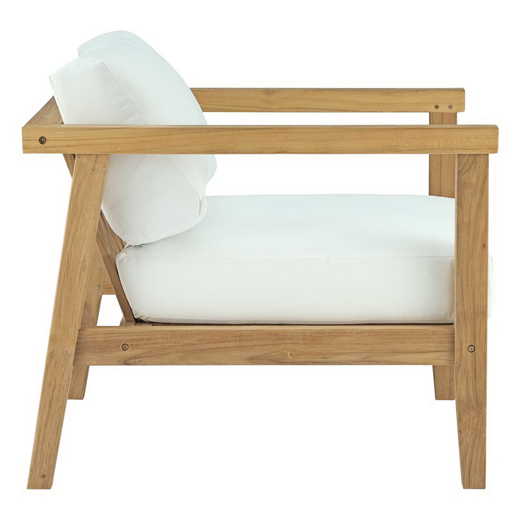 Bayport 4 Piece Outdoor Patio Teak Set - Natural White (2 Armchairs, Coffee Table, Loveseat)