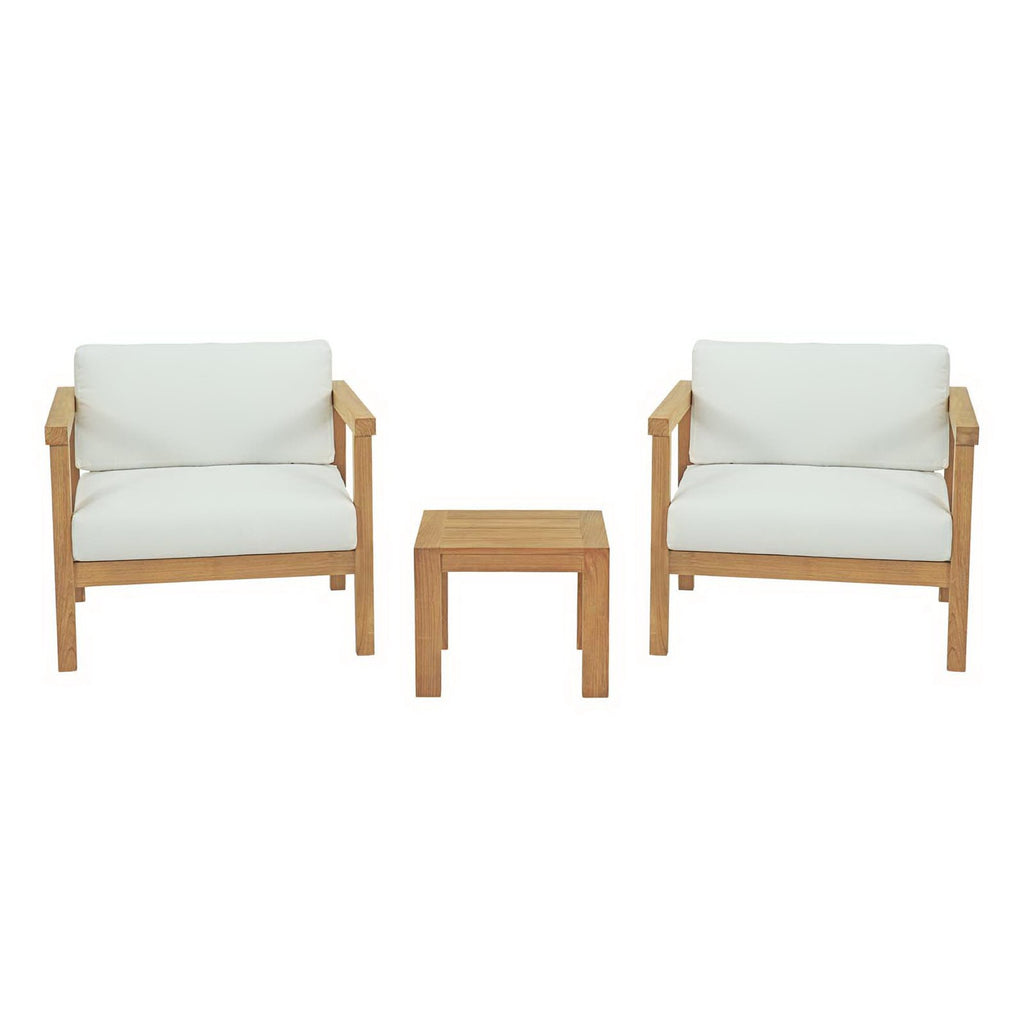 Bayport 3 Piece Outdoor Patio Teak Set - Natural White