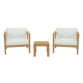 Bayport 3 Piece Outdoor Patio Teak Set - Natural White