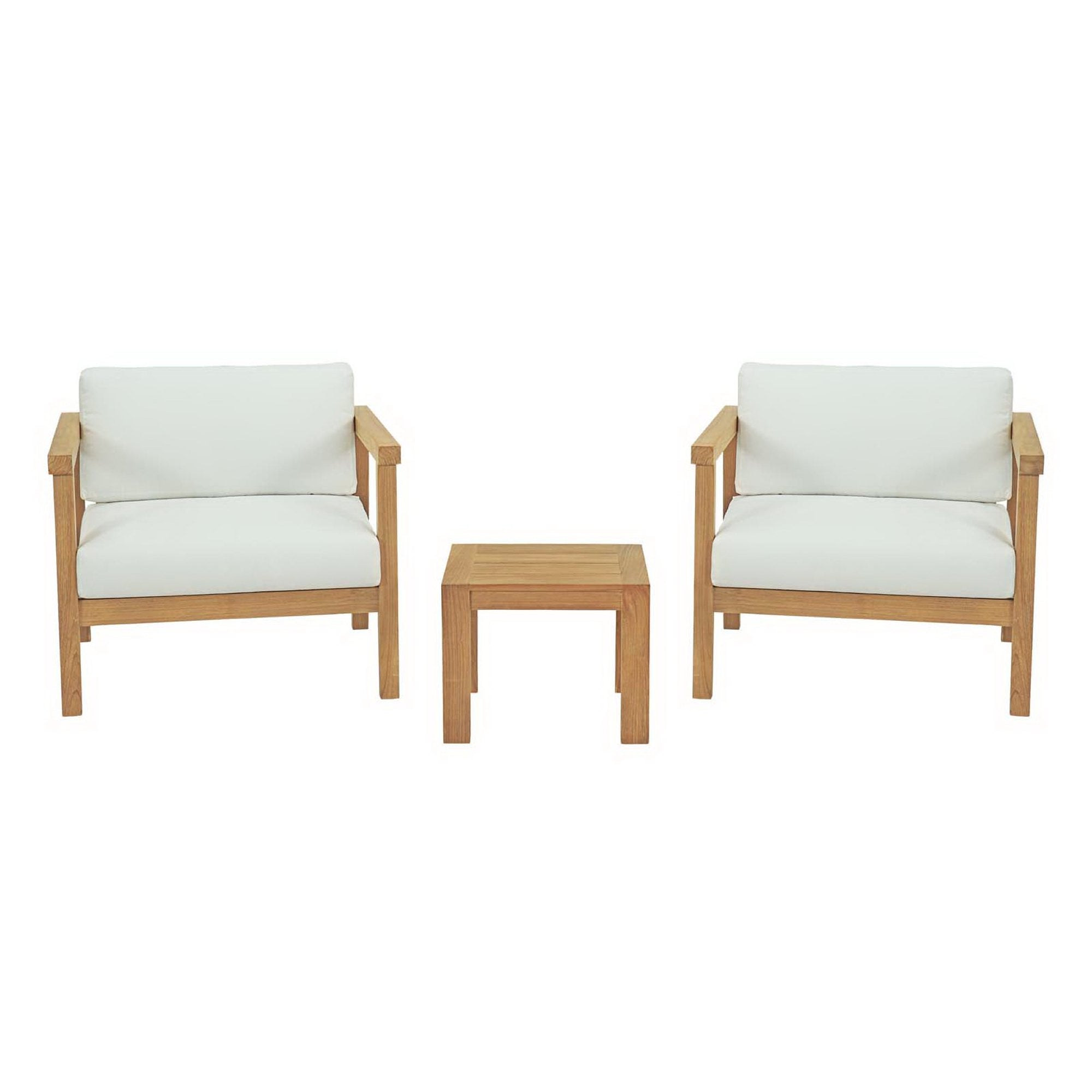 Bayport 3 Piece Outdoor Patio Teak Set - Natural White