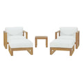 Upland 5 Piece Outdoor Patio Teak Set - Natural White