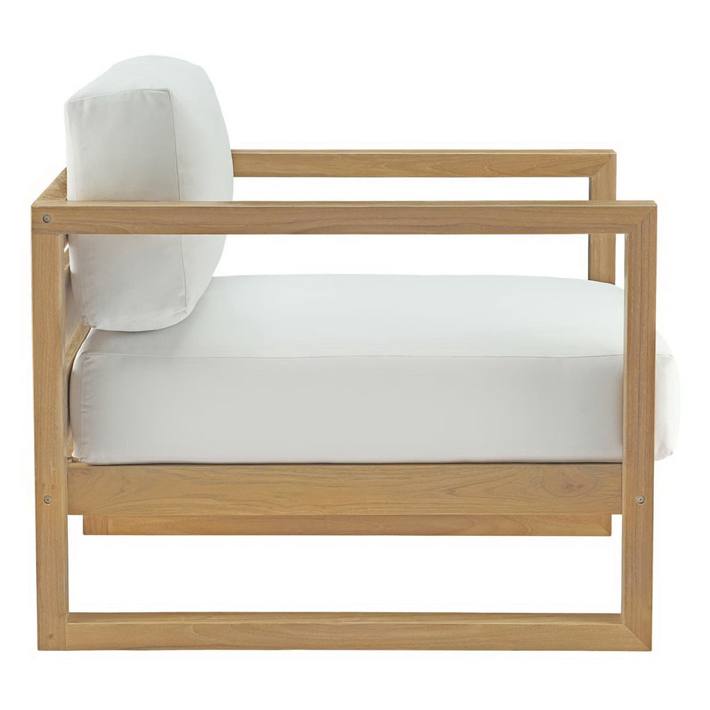 Upland 5 Piece Outdoor Patio Teak Set - Natural White