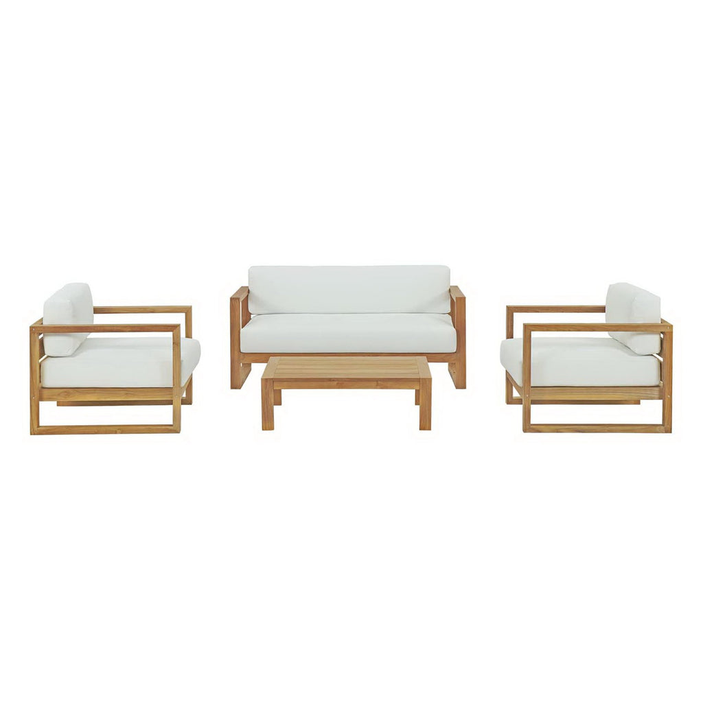Upland 4 Piece Outdoor Patio Teak Set - Natural White