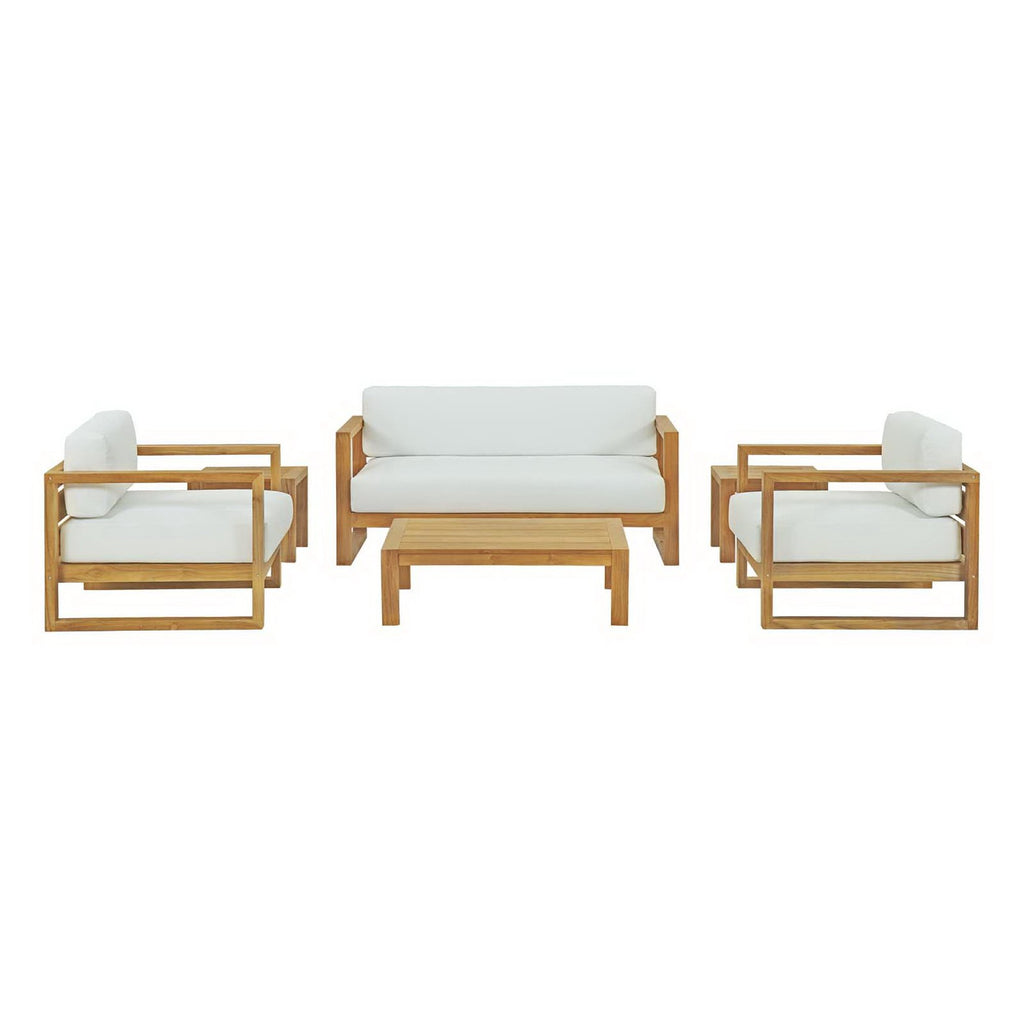 Upland 6 Piece Outdoor Patio Teak Set - Natural White