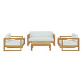 Upland 6 Piece Outdoor Patio Teak Set - Natural White