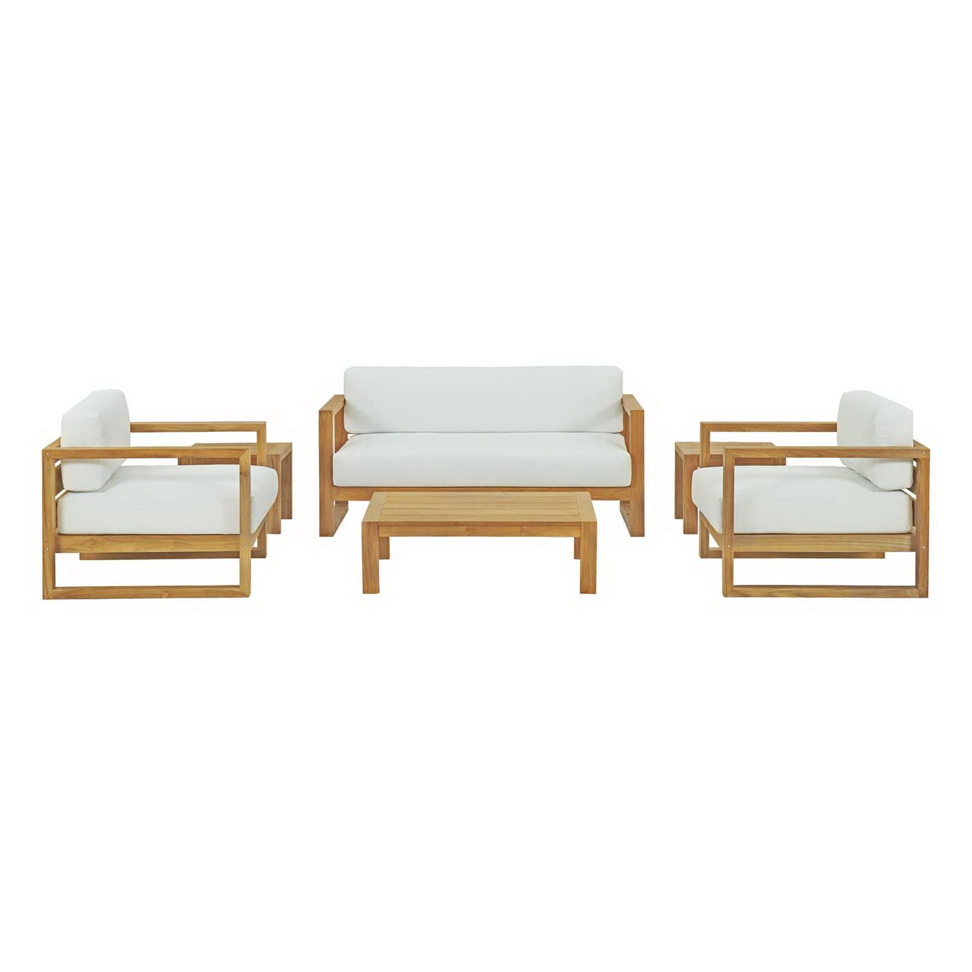 Upland 6 Piece Outdoor Patio Teak Set - Natural White