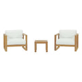 Upland 3 Piece Outdoor Patio Teak Set - Natural White (2 Armchairs, Side Table)