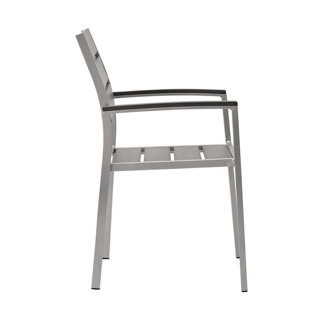 Shore Outdoor Patio Aluminum Dining Armchair - Silver Gray