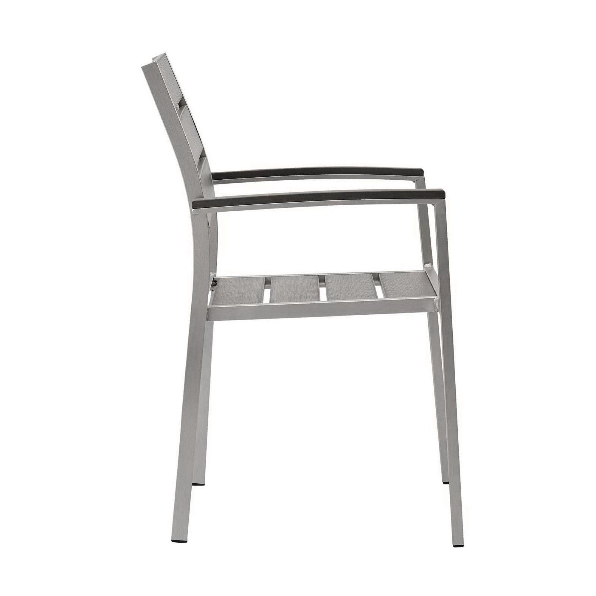 Shore Outdoor Patio Aluminum Dining Armchair - Silver Gray