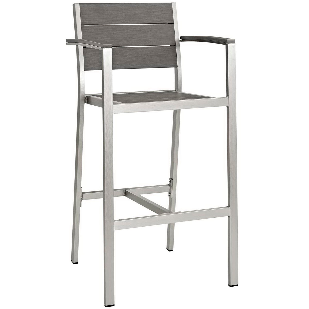Shore Outdoor Patio Aluminum Bar Stool Set of 2 - Silver Gray