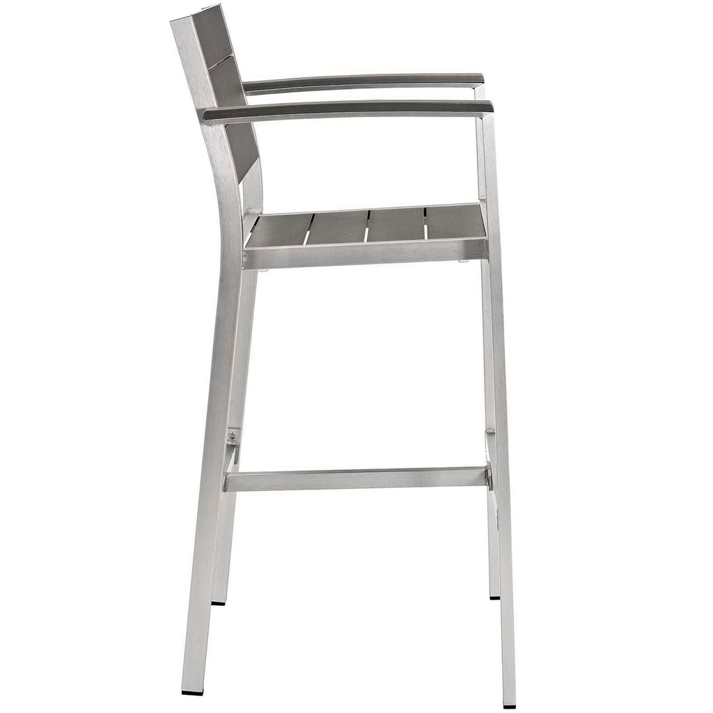 Shore Outdoor Patio Aluminum Bar Stool Set of 2 - Silver Gray
