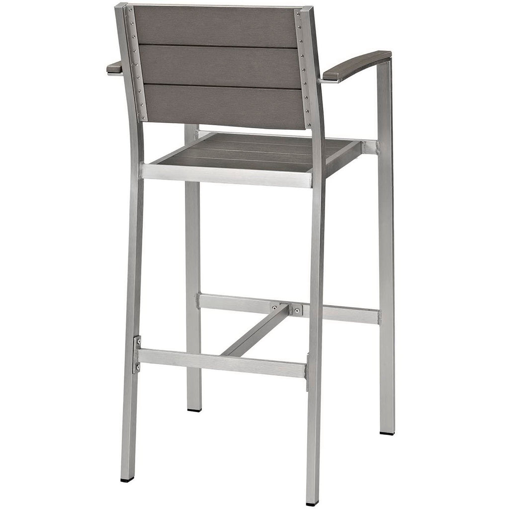 Shore Outdoor Patio Aluminum Bar Stool Set of 2 - Silver Gray
