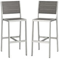 Shore Outdoor Patio Aluminum Armless Bar Stool Set of 2 - Silver Gray