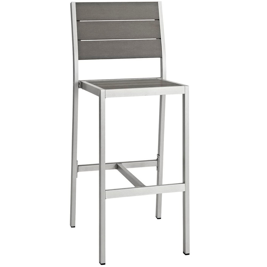 Shore Outdoor Patio Aluminum Armless Bar Stool Set of 2 - Silver Gray