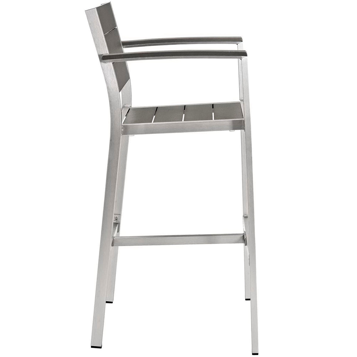 Shore 3 Piece Outdoor Patio Aluminum Pub Set - Silver Gray (EEI-3157-SLV-GRY-SET)