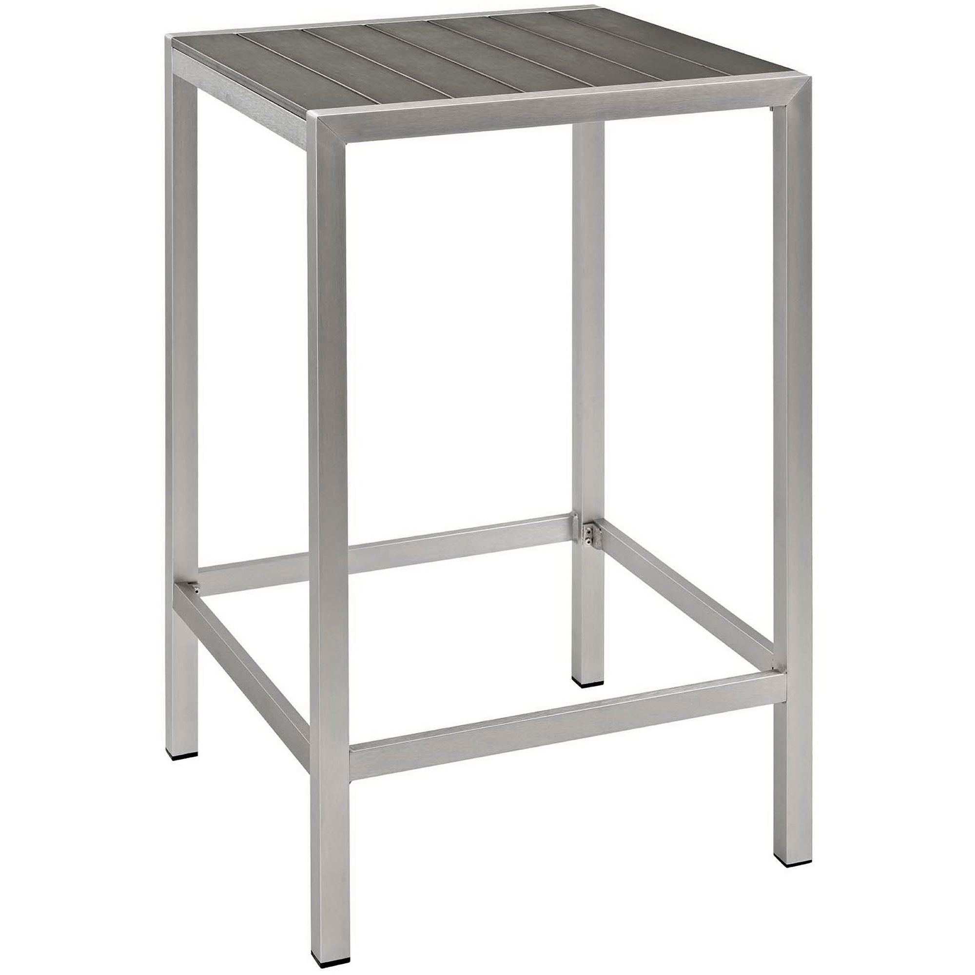 Shore 3 Piece Outdoor Patio Aluminum Pub Set - Silver Gray (EEI-3157-SLV-GRY-SET)