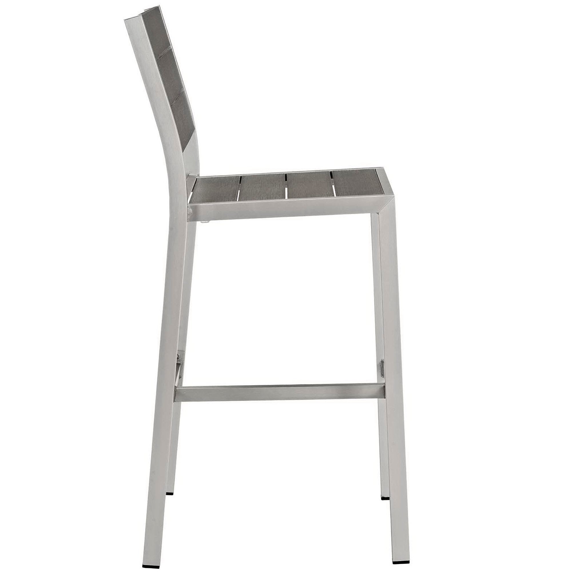 Shore 3 Piece Outdoor Patio Aluminum Pub Set - Silver Gray (EEI-3158-SLV-GRY-SET)
