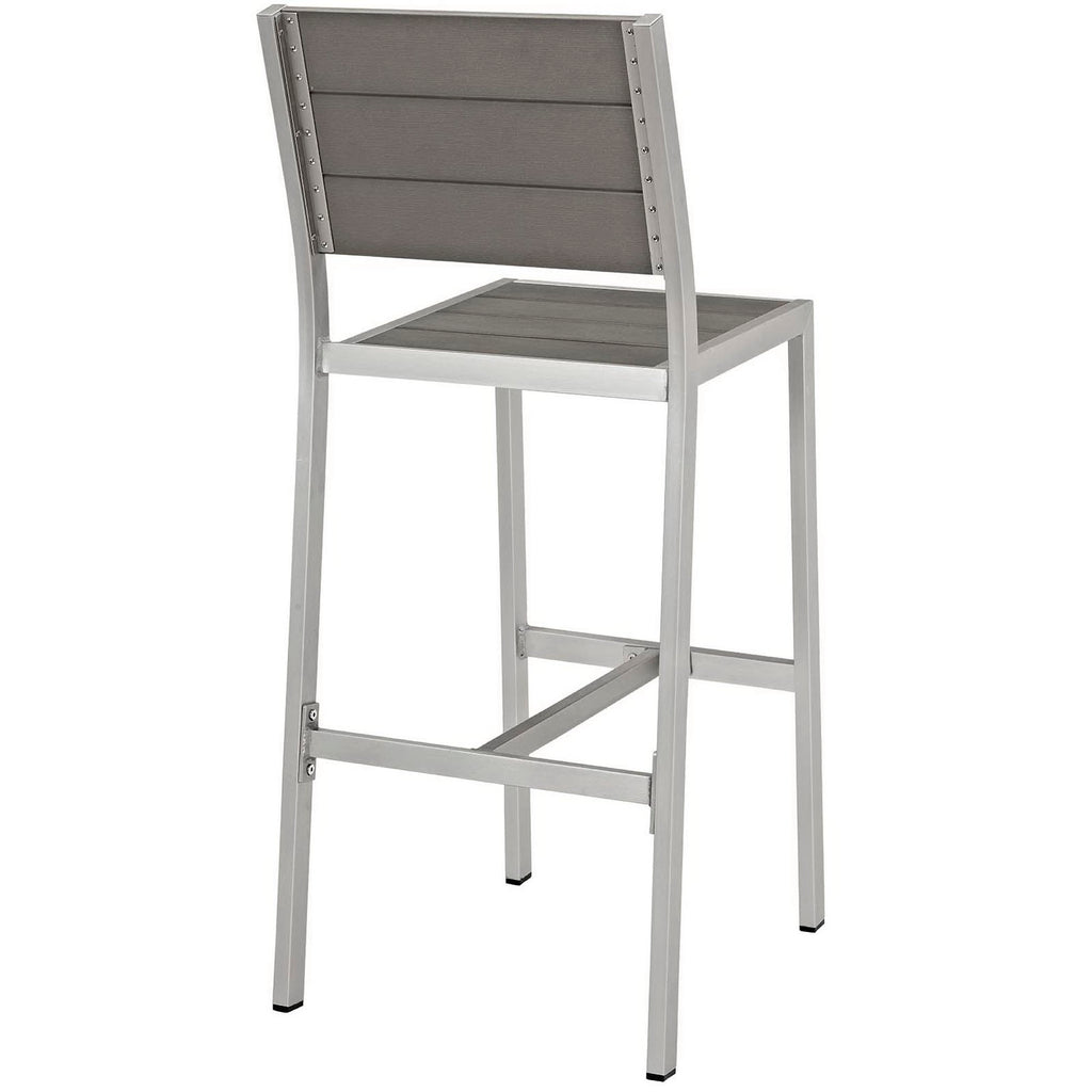 Shore 3 Piece Outdoor Patio Aluminum Pub Set - Silver Gray (EEI-3158-SLV-GRY-SET)