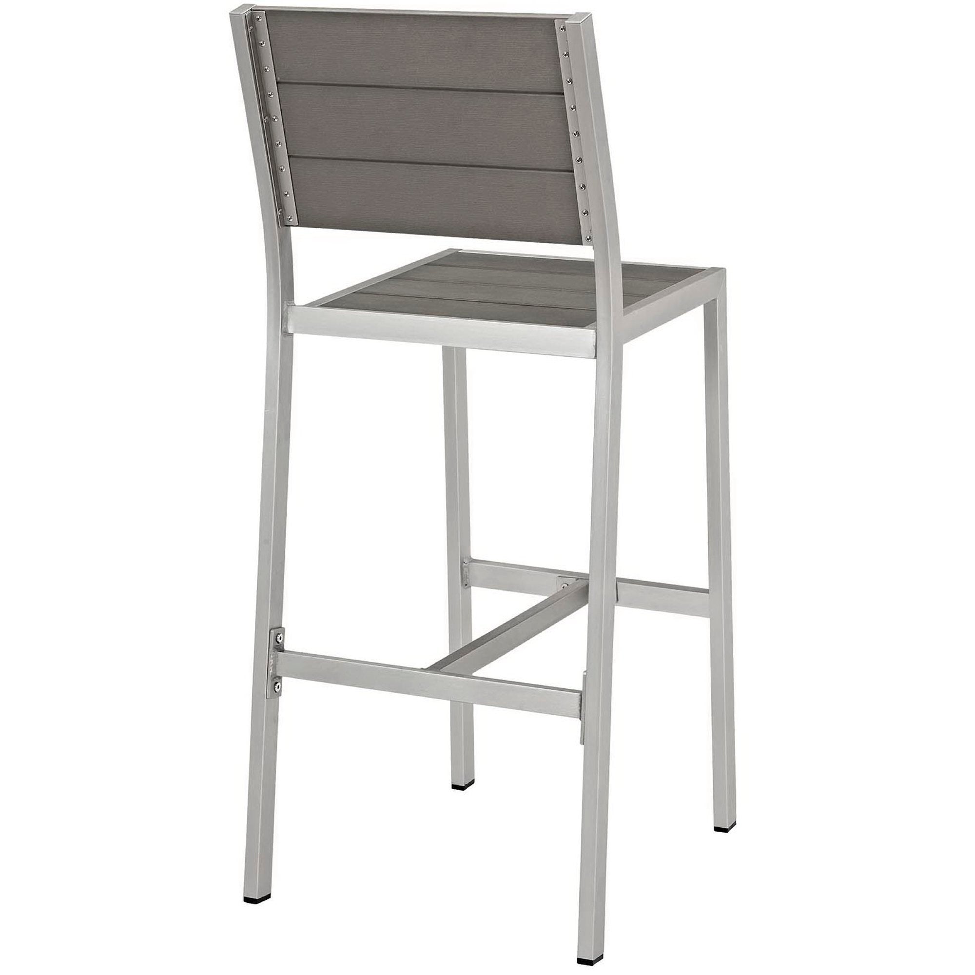 Shore 3 Piece Outdoor Patio Aluminum Pub Set - Silver Gray (EEI-3158-SLV-GRY-SET)