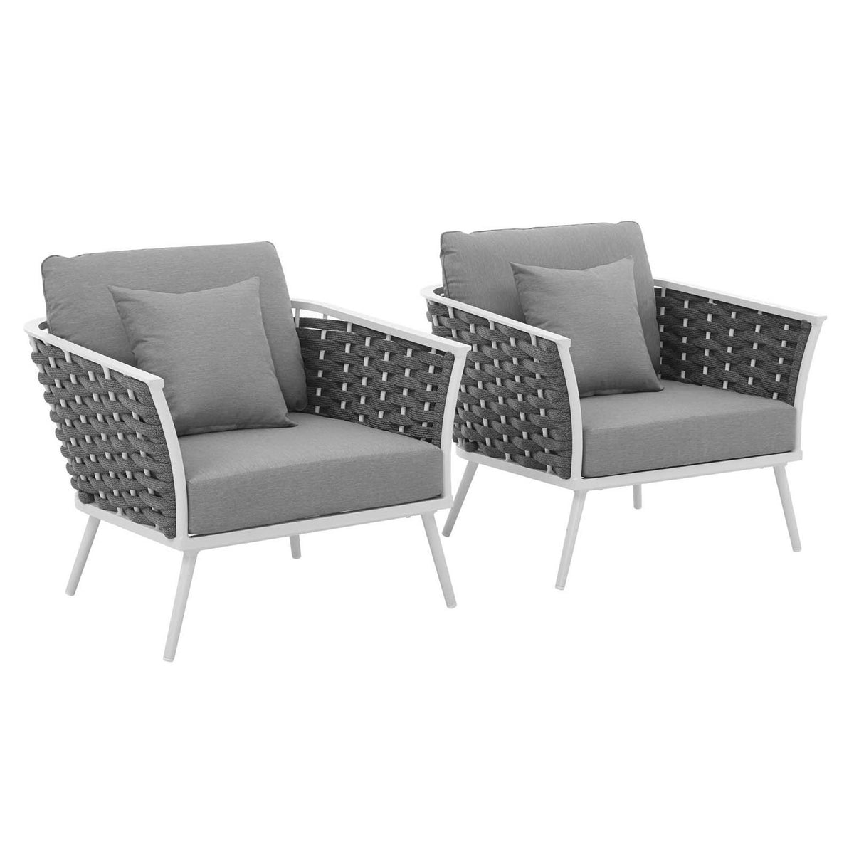Stance Outdoor Patio Aluminum Armchair Set of 2 - White Gray