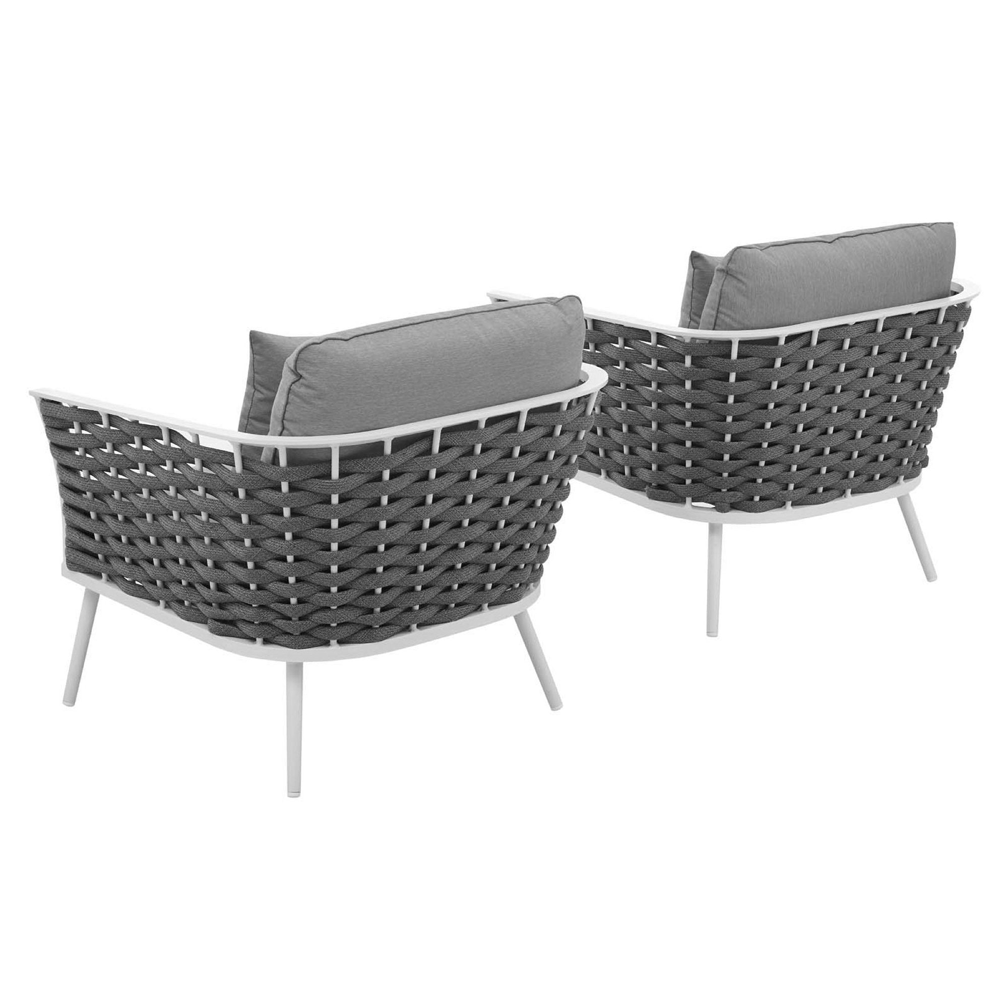 Stance Outdoor Patio Aluminum Armchair Set of 2 - White Gray