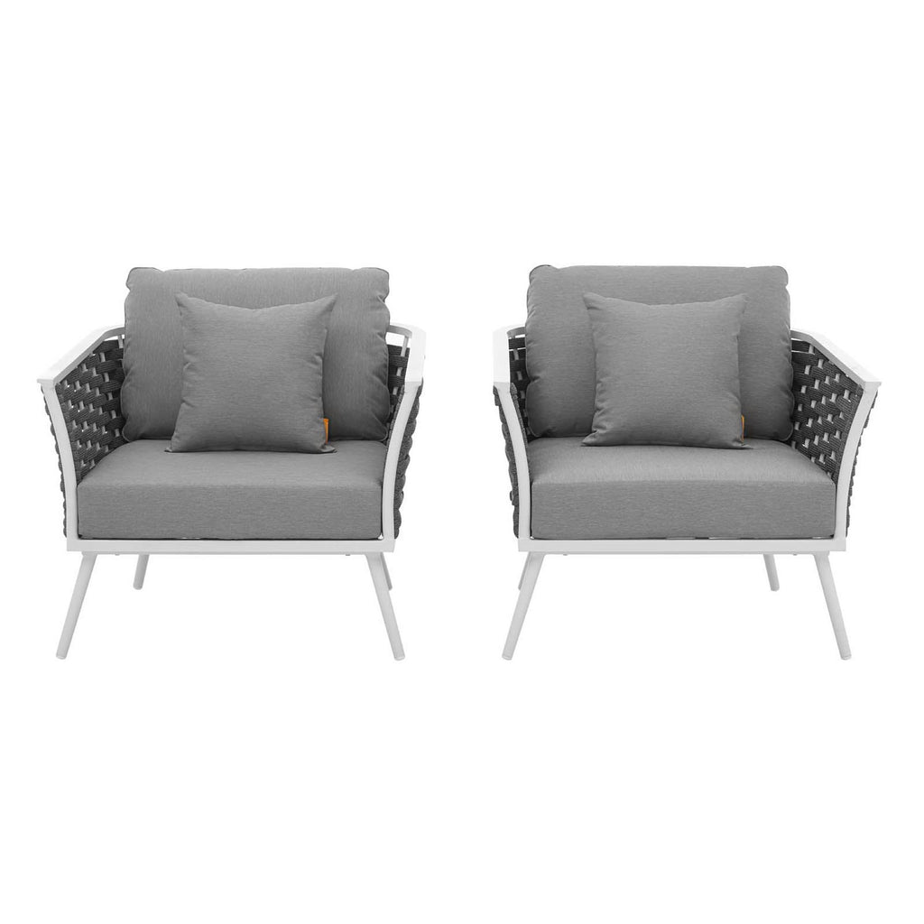 Stance Outdoor Patio Aluminum Armchair Set of 2 - White Gray