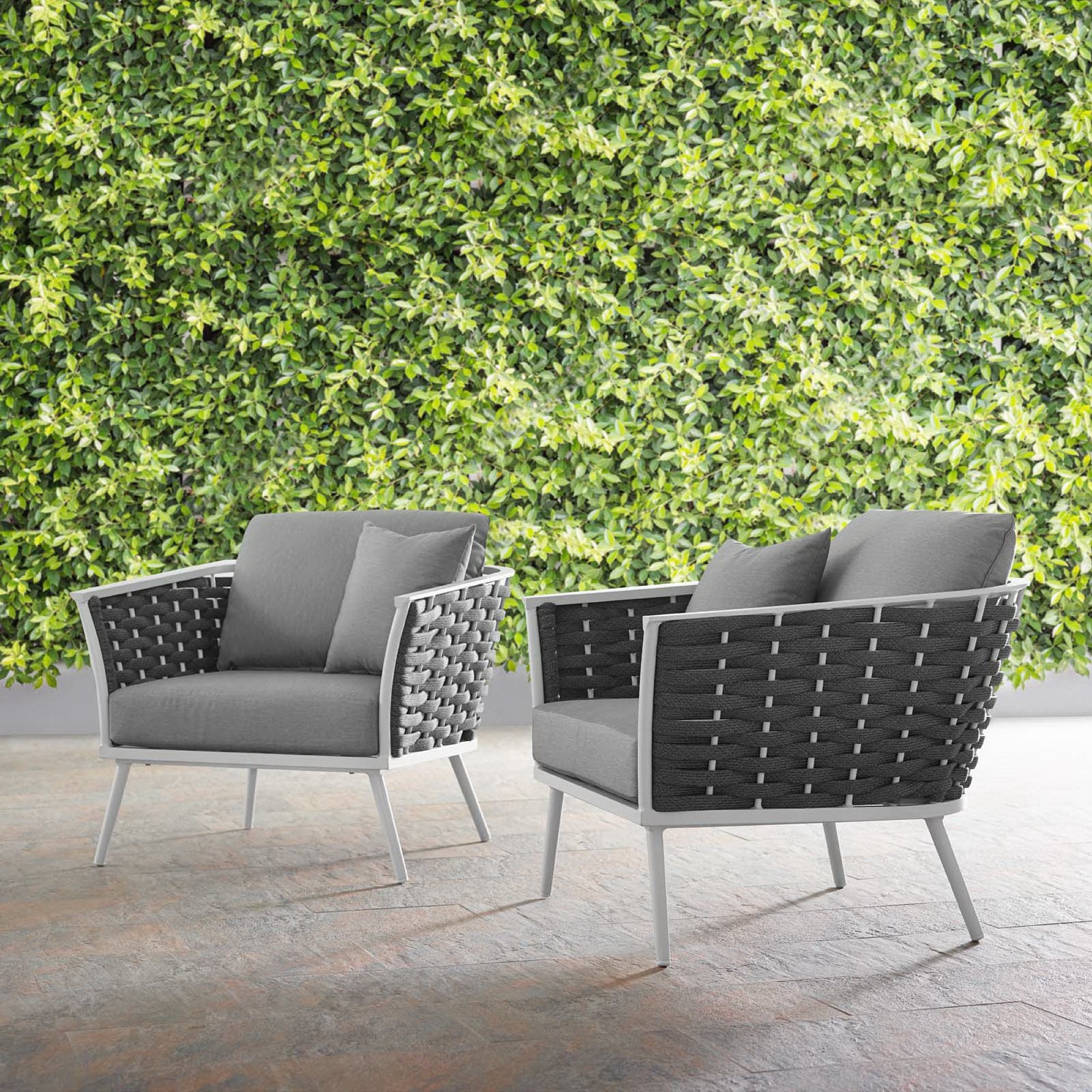 Stance Outdoor Patio Aluminum Armchair Set of 2 - White Gray