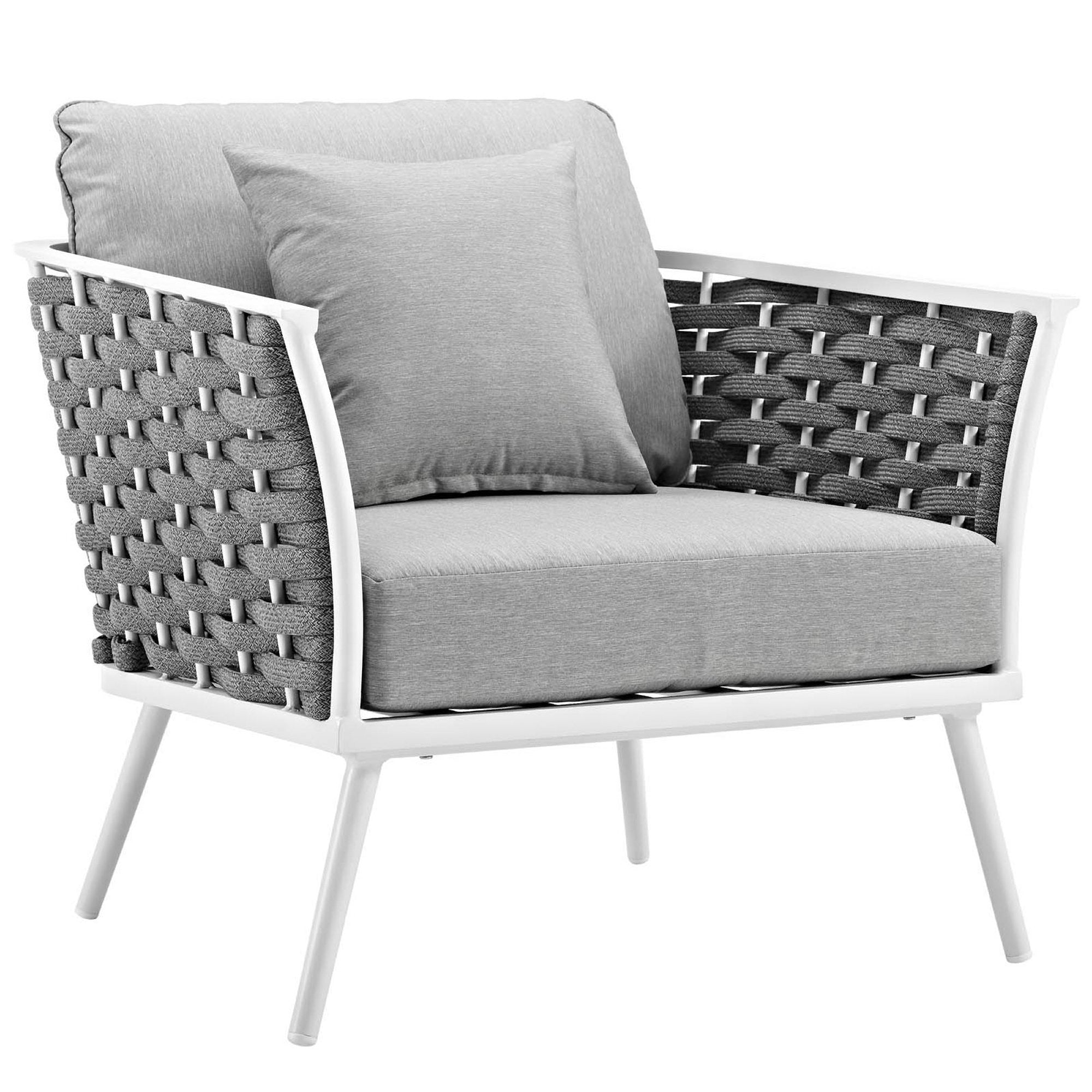 Stance 3 Piece Outdoor Patio Aluminum Sectional Sofa Set - White Gray