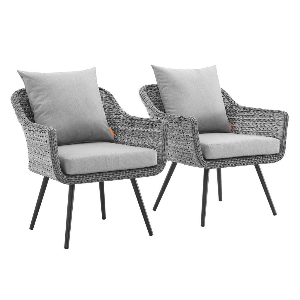Endeavor Outdoor Patio Wicker Rattan Armchair Set of 2 - Gray Gray