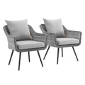 Endeavor Outdoor Patio Wicker Rattan Armchair Set of 2 - Gray Gray