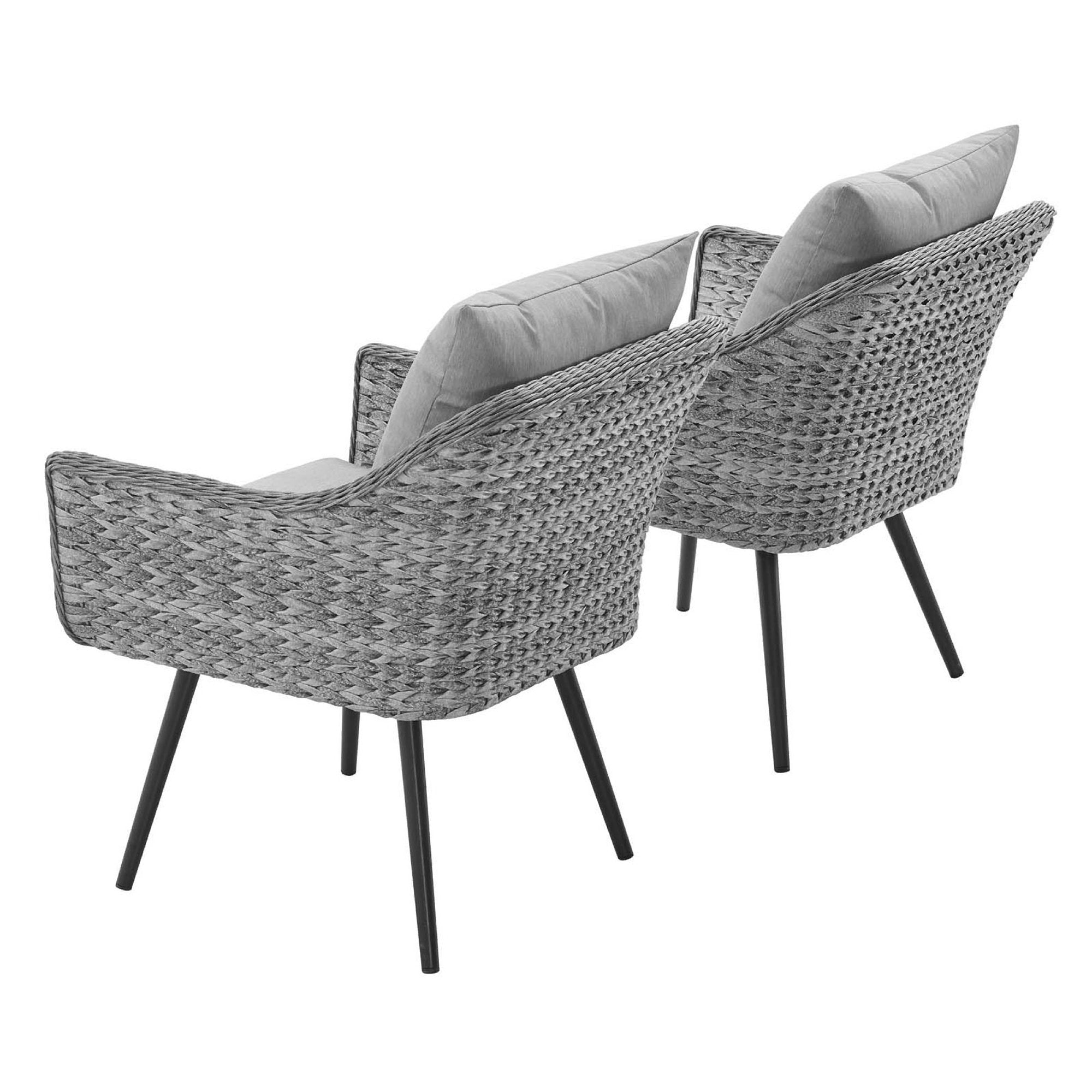 Endeavor Outdoor Patio Wicker Rattan Armchair Set of 2 - Gray Gray