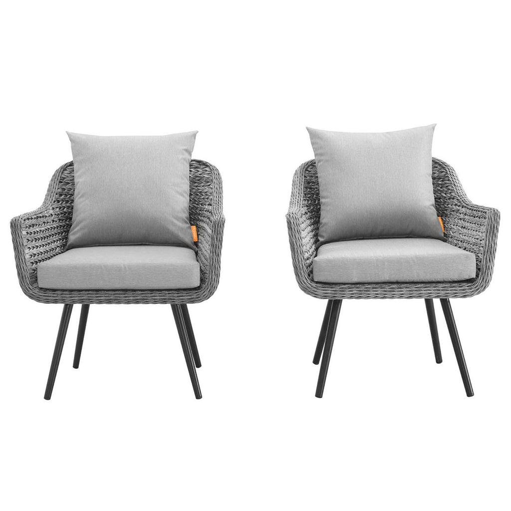 Endeavor Outdoor Patio Wicker Rattan Armchair Set of 2 - Gray Gray