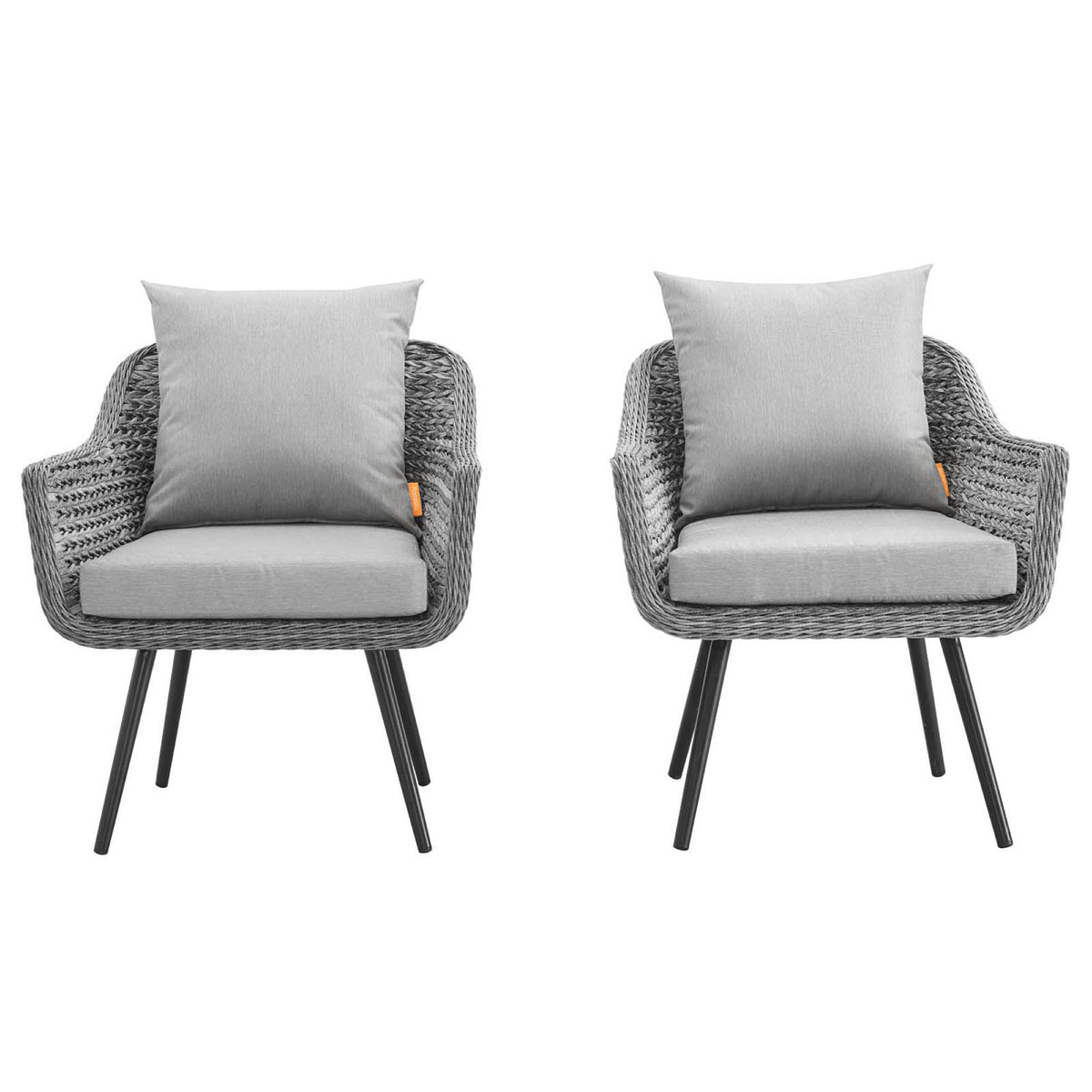 Endeavor Outdoor Patio Wicker Rattan Armchair Set of 2 - Gray Gray