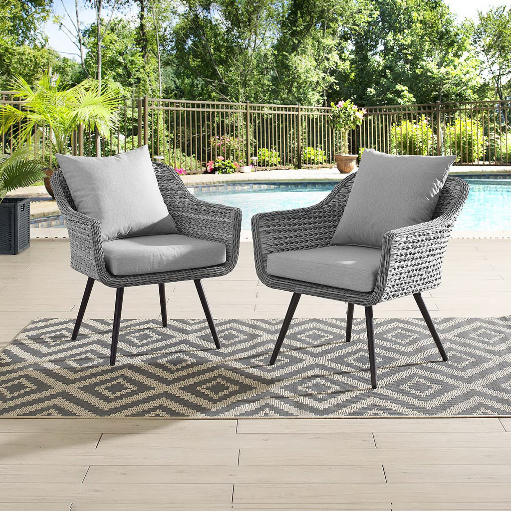 Endeavor Outdoor Patio Wicker Rattan Armchair Set of 2 - Gray Gray