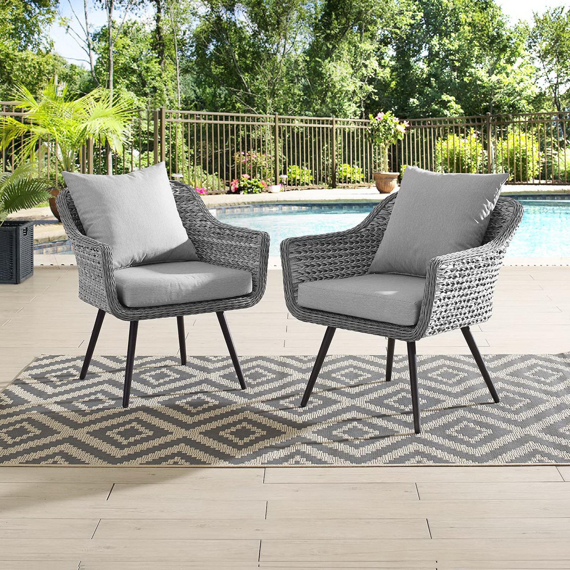 Endeavor Outdoor Patio Wicker Rattan Armchair Set of 2 - Gray Gray