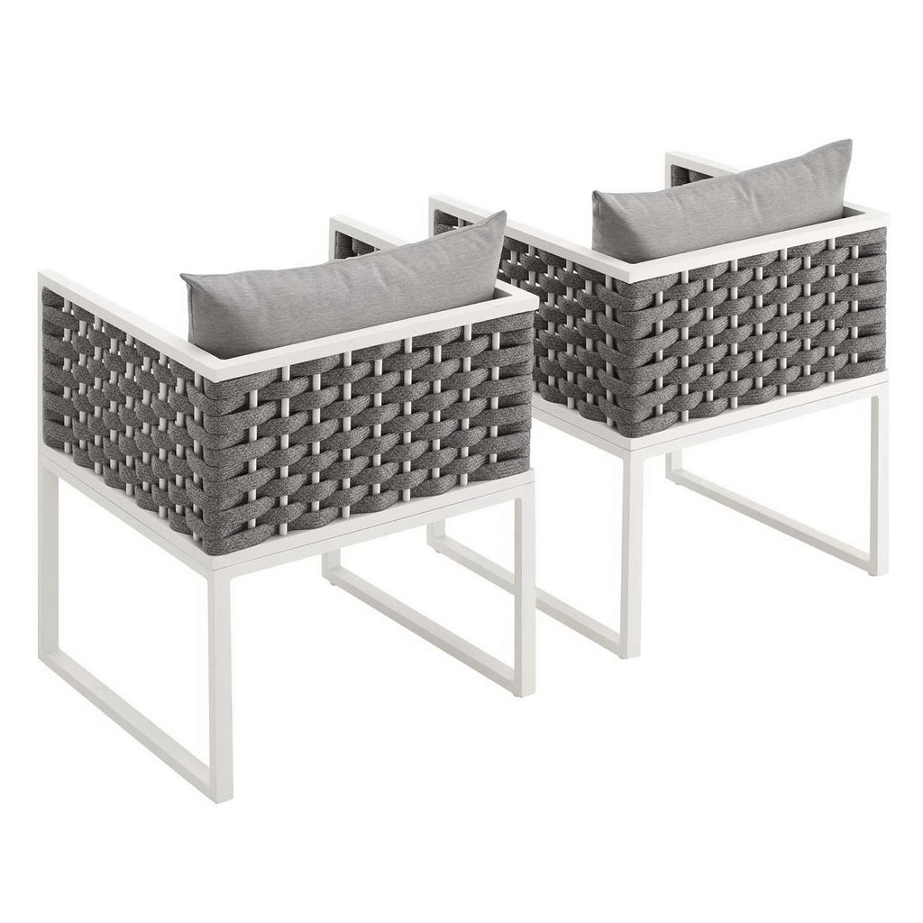 Stance Outdoor Patio Aluminum Dining Armchair Set of 2 - White Gray