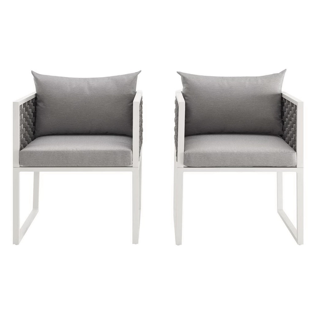 Stance Outdoor Patio Aluminum Dining Armchair Set of 2 - White Gray