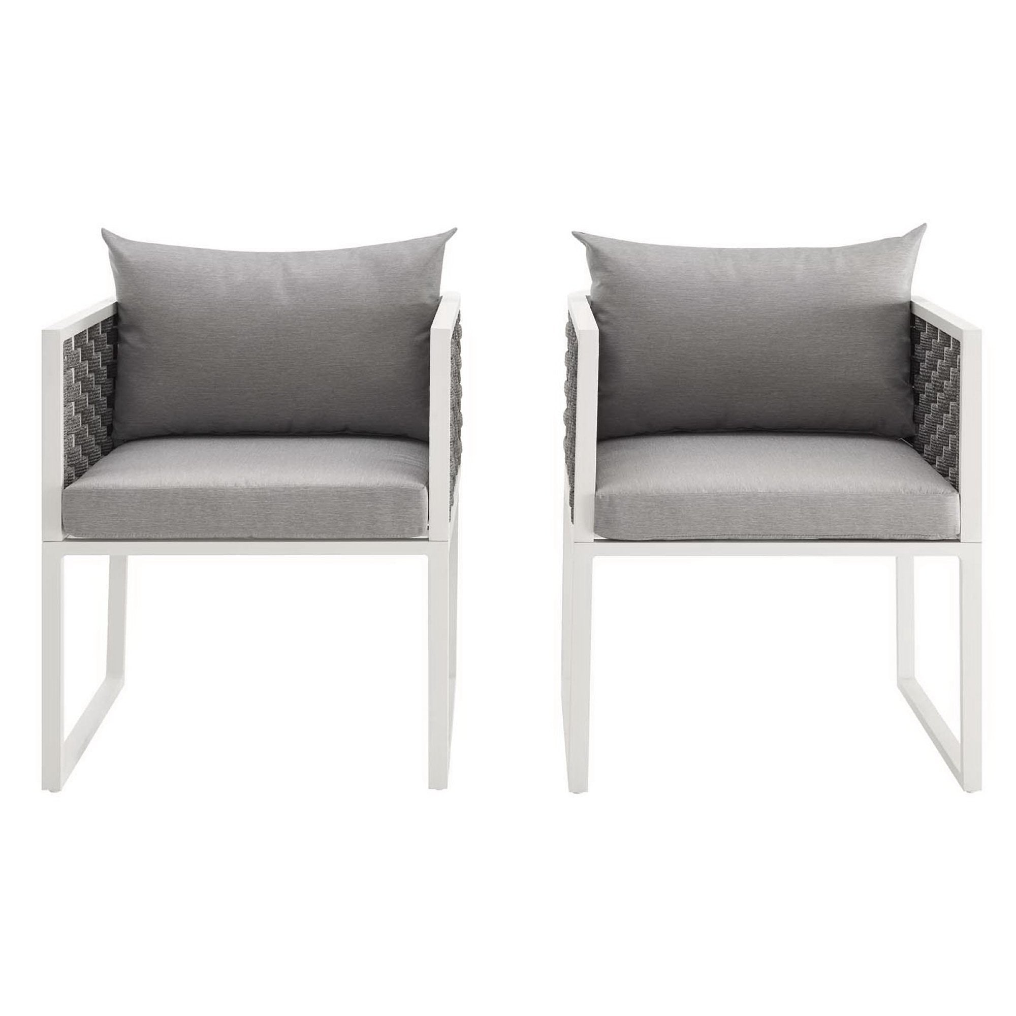 Stance Outdoor Patio Aluminum Dining Armchair Set of 2 - White Gray