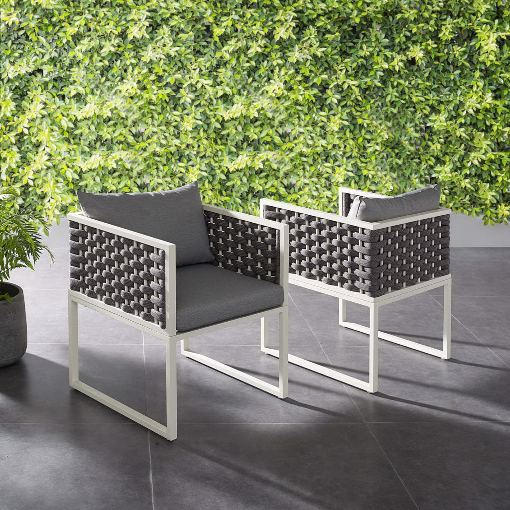 Stance Outdoor Patio Aluminum Dining Armchair Set of 2 - White Gray