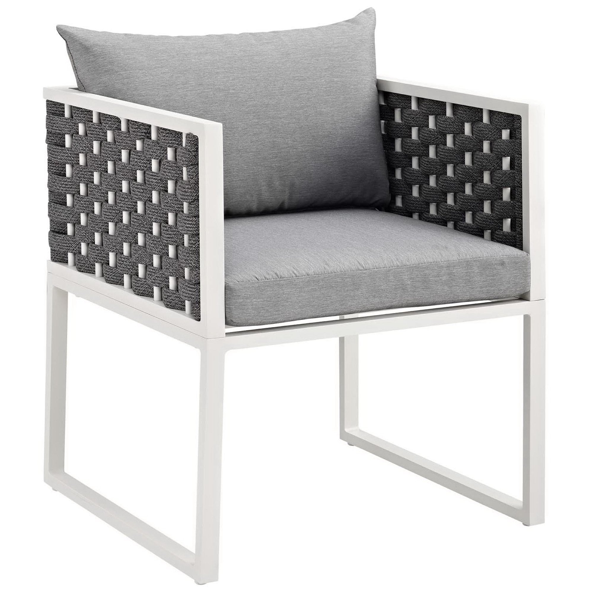 Stance 7 Piece Outdoor Patio Aluminum Dining Set - White Gray