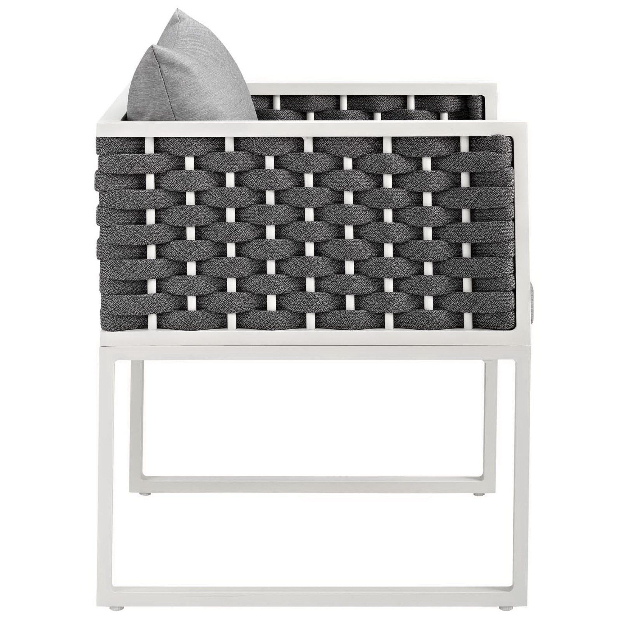 Stance 7 Piece Outdoor Patio Aluminum Dining Set - White Gray