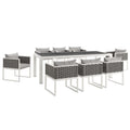 Stance 9 Piece Outdoor Patio Aluminum Dining Set - White Gray