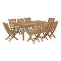 Marina 9 Piece Outdoor Patio Teak Dining Set - Natural (8 Chairs, Table)