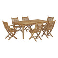 Marina 7 Piece Outdoor Patio Teak Dining Set - Natural (EEI-3206-NAT-SET)