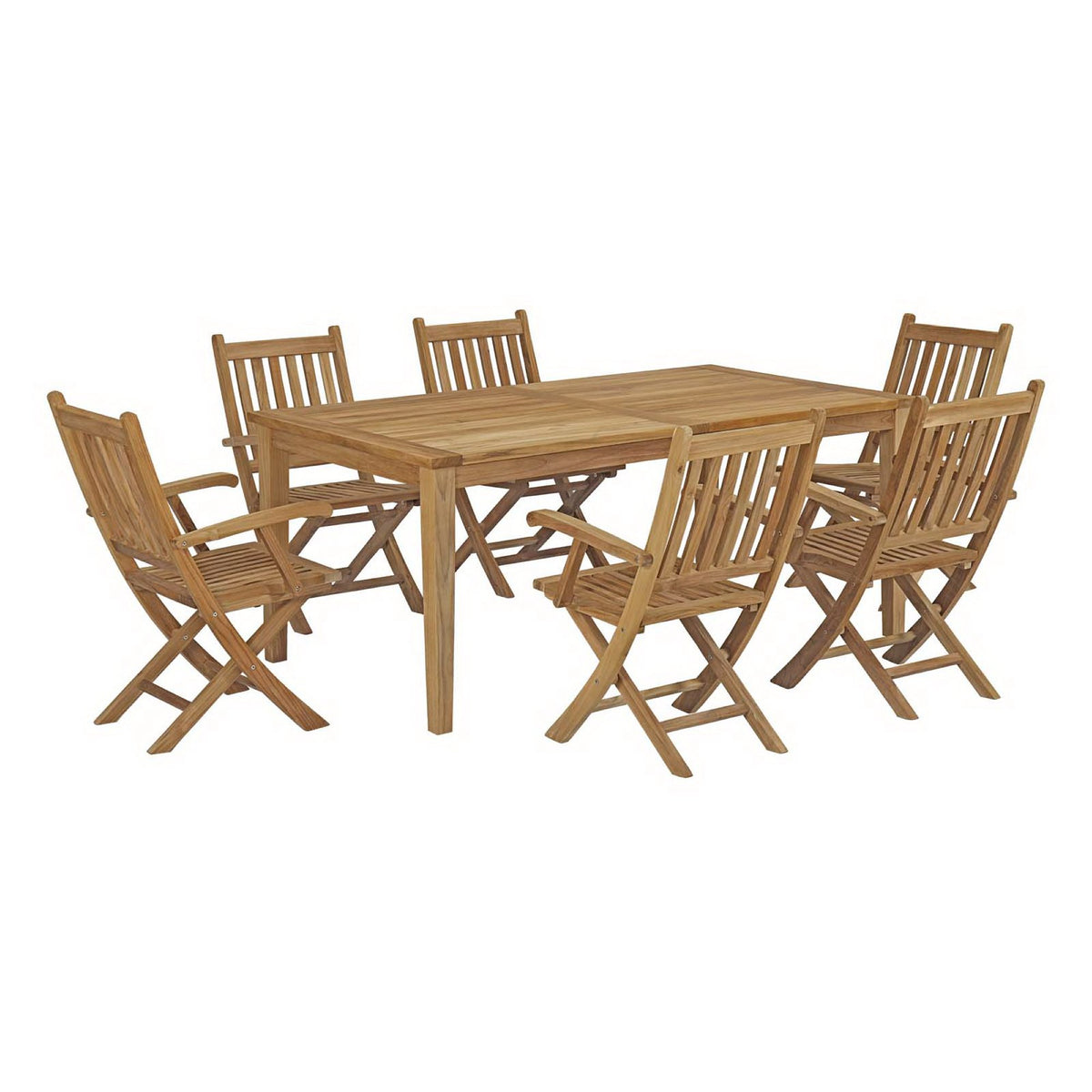 Marina 7 Piece Outdoor Patio Teak Dining Set - Natural (EEI-3206-NAT-SET)