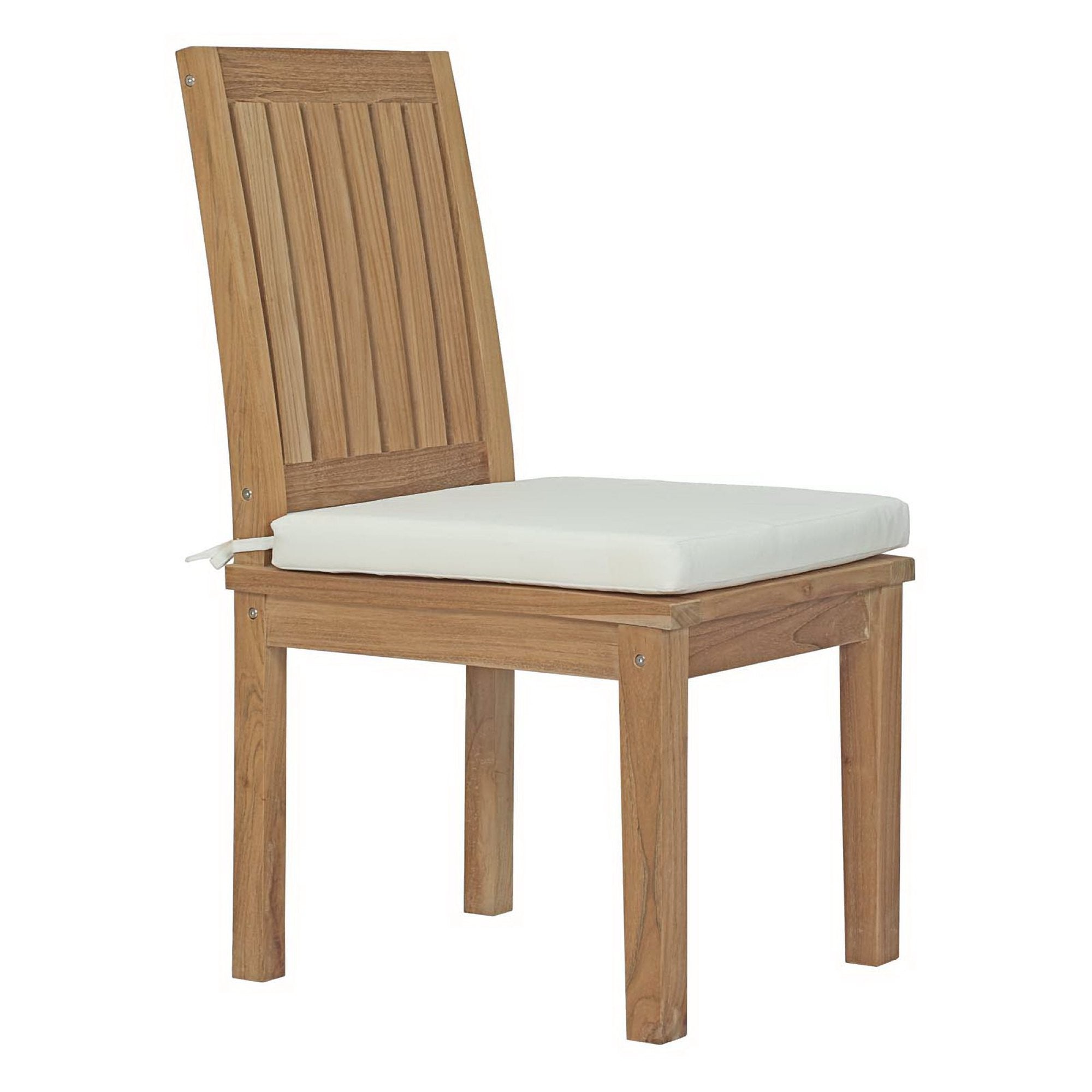 Marina 7 Piece Outdoor Patio Teak Dining Set - Natural White (EEI-3207-NAT-WHI-SET)