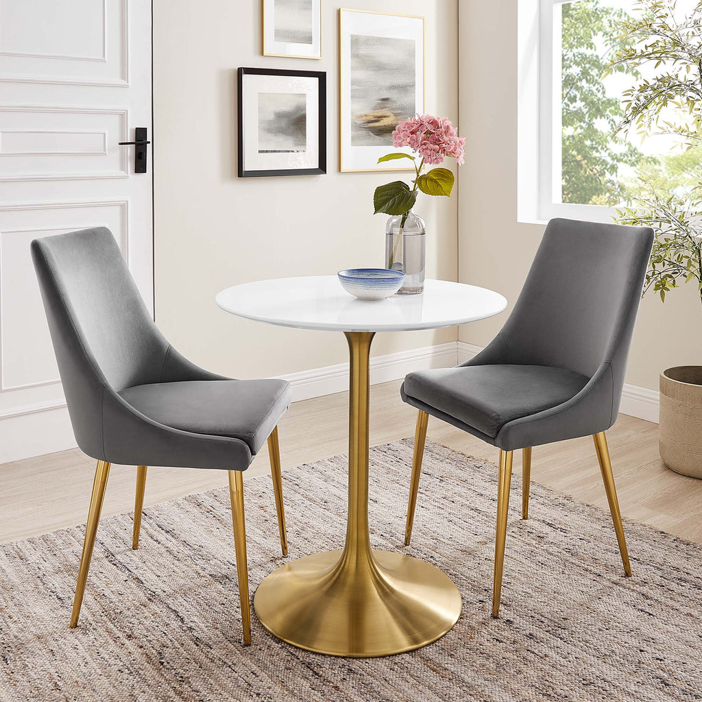 Lippa 28" Round Wood Dining Table - Gold White