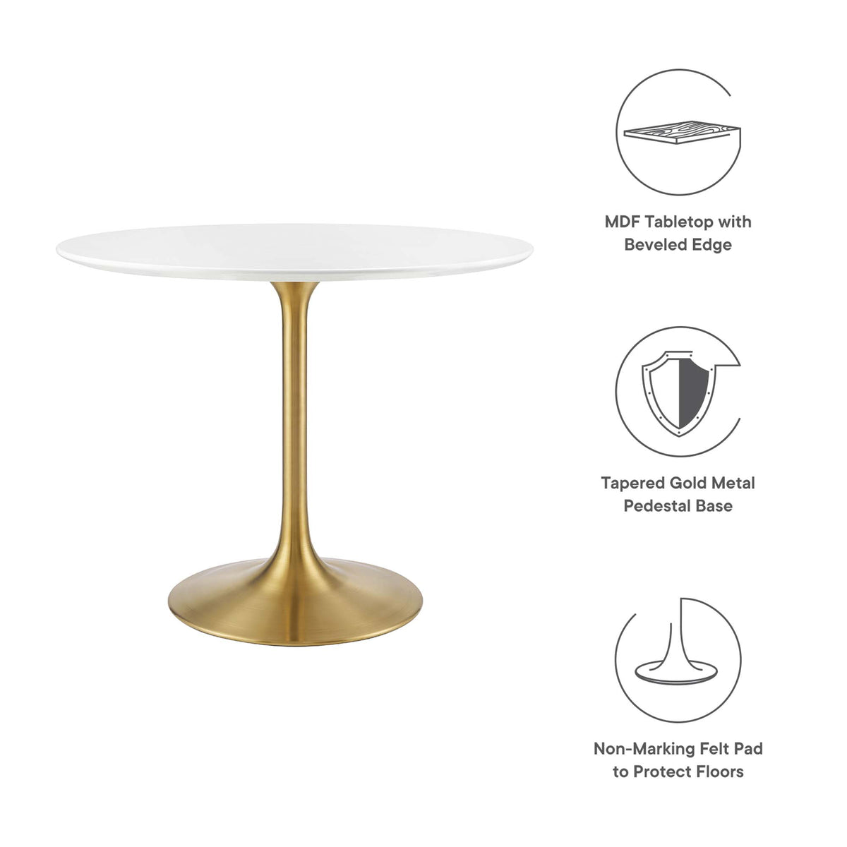 Lippa 36" Round Wood Dining Table - Gold White